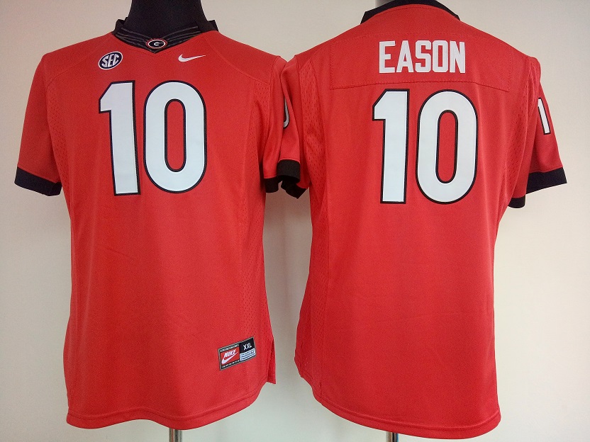 NCAA Womens Georgia Bulldogs Red #10 eason jerseys